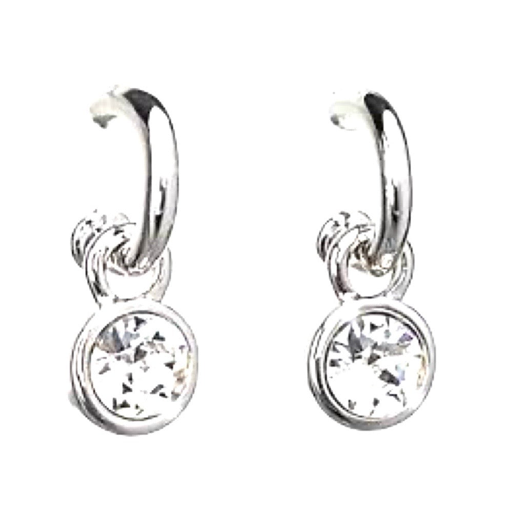 Pretty Women Silver Huggies with CZ Charm