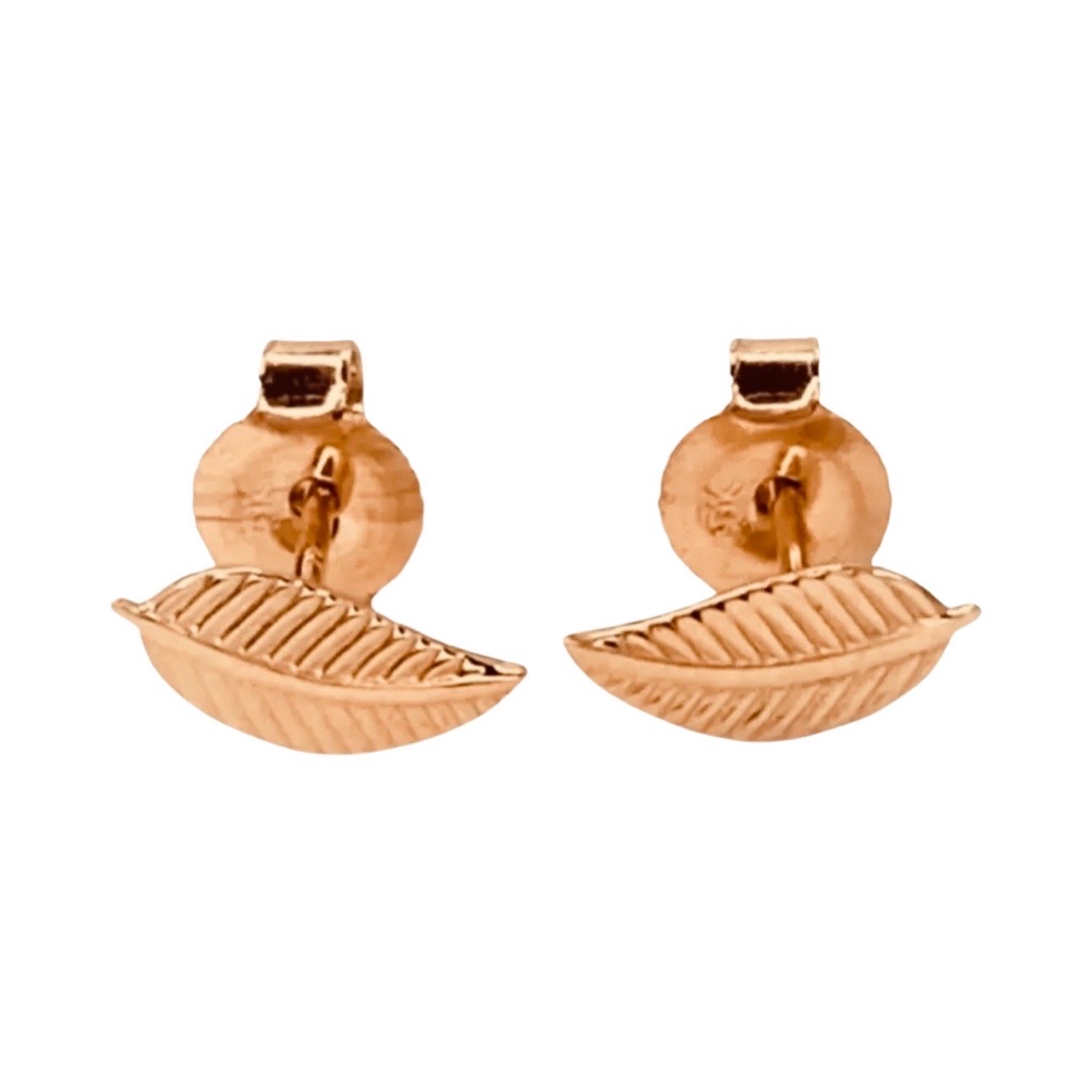 9kt rose gold leaf earrings