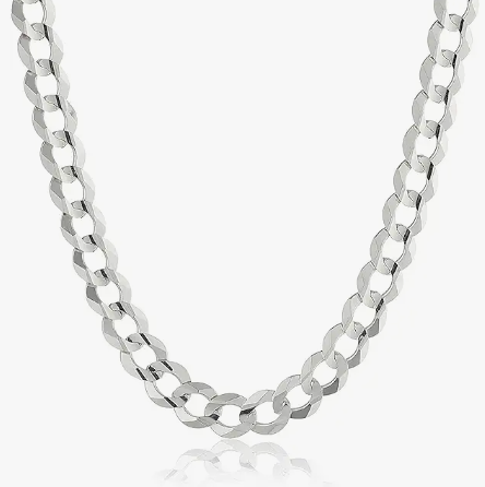 flat curb necklace in silver