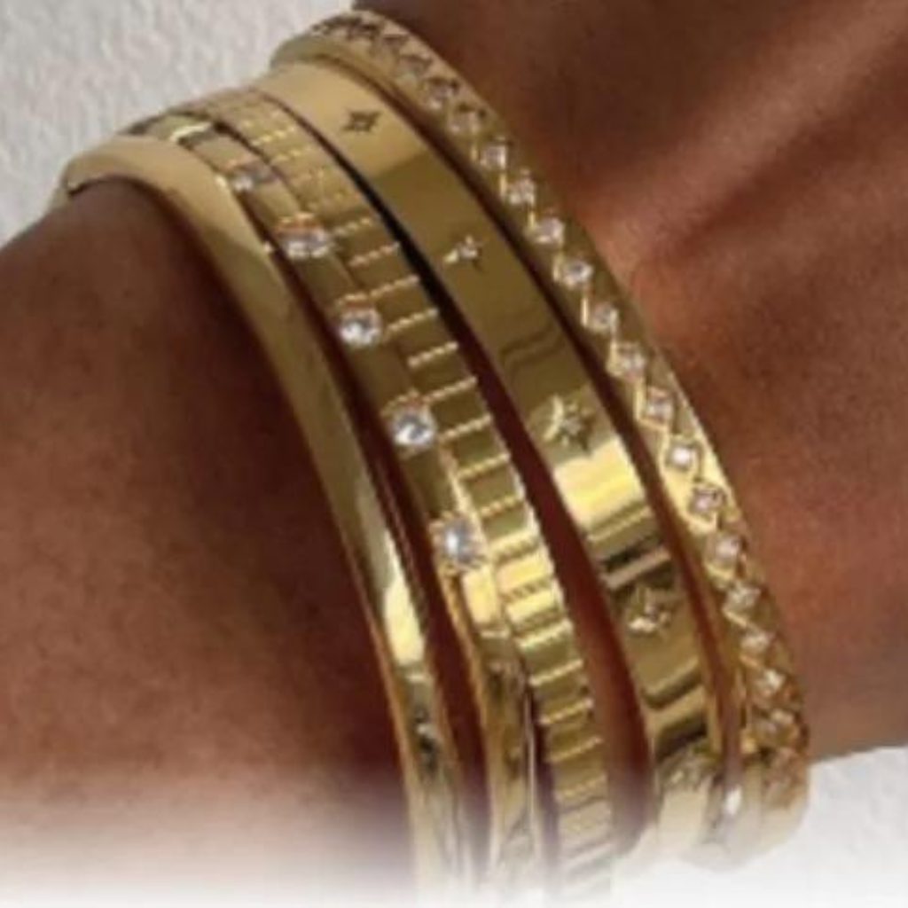 stack of gold bangles