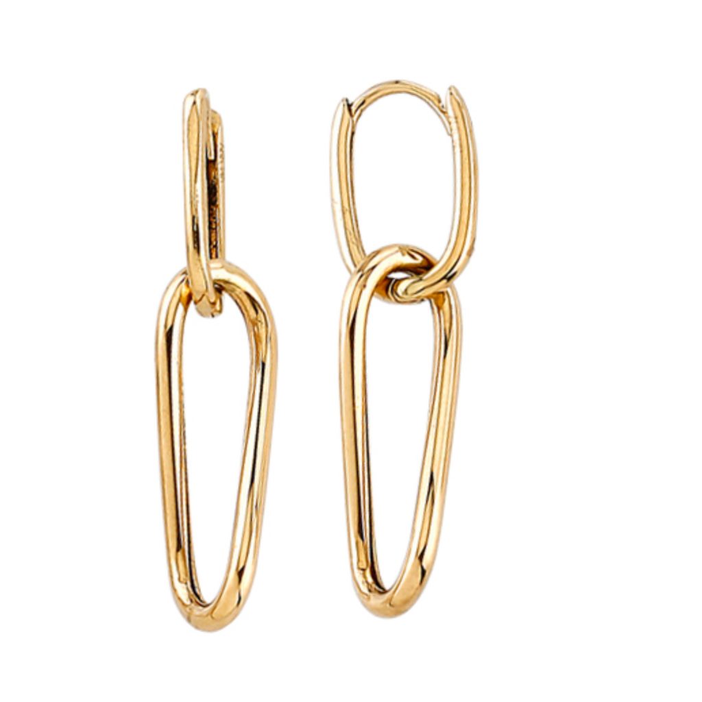 link on link huggie earrings in 9kt yellow gold 